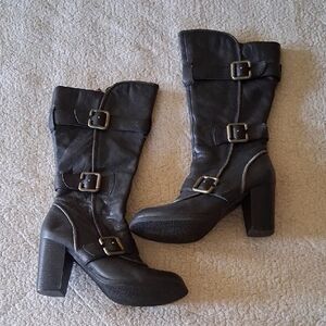 Report Black Heeled Buckle Boots